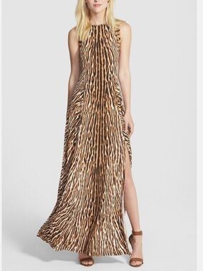 Michael Kors Leopard Print Jersey Studded Maxi Dress Size small